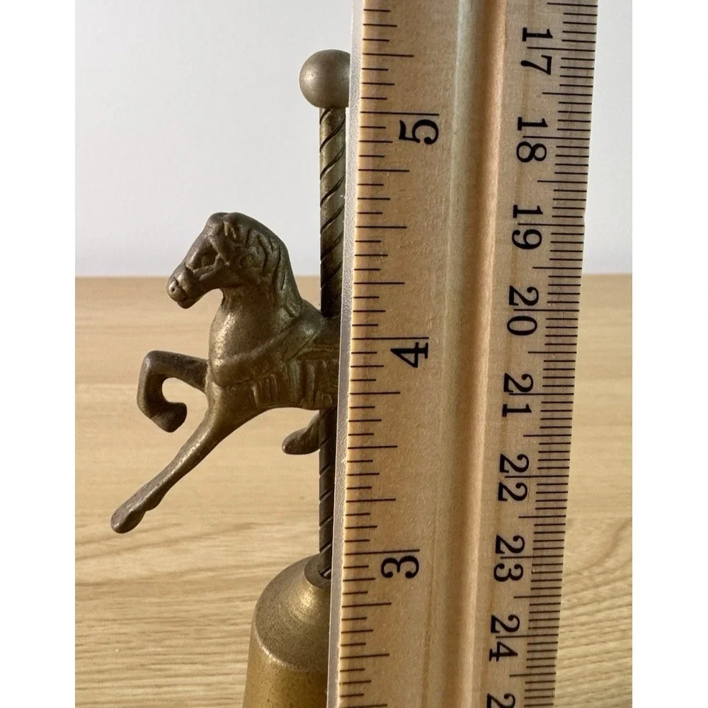 Vintage Brass Carousel Horse Desk Bell Made in Taiwan Decorative Collectible